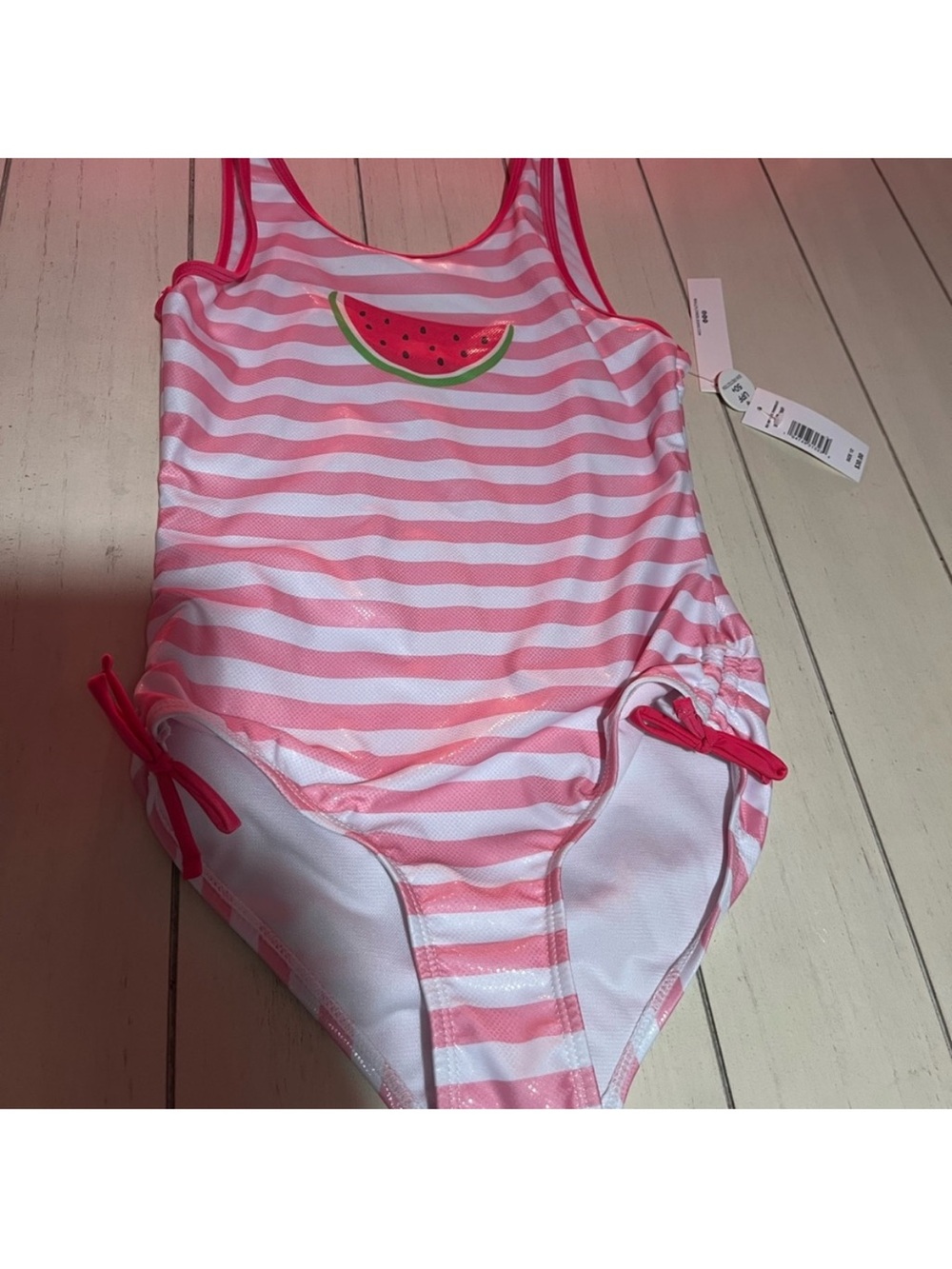Girls' Pink Stripe Watermelon One-Piece Swimsuit